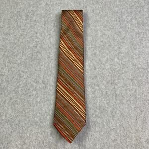 Yves Saint Laurent Tie Brown Colorful Silk Striped Classic Preppy Jordan Marsh